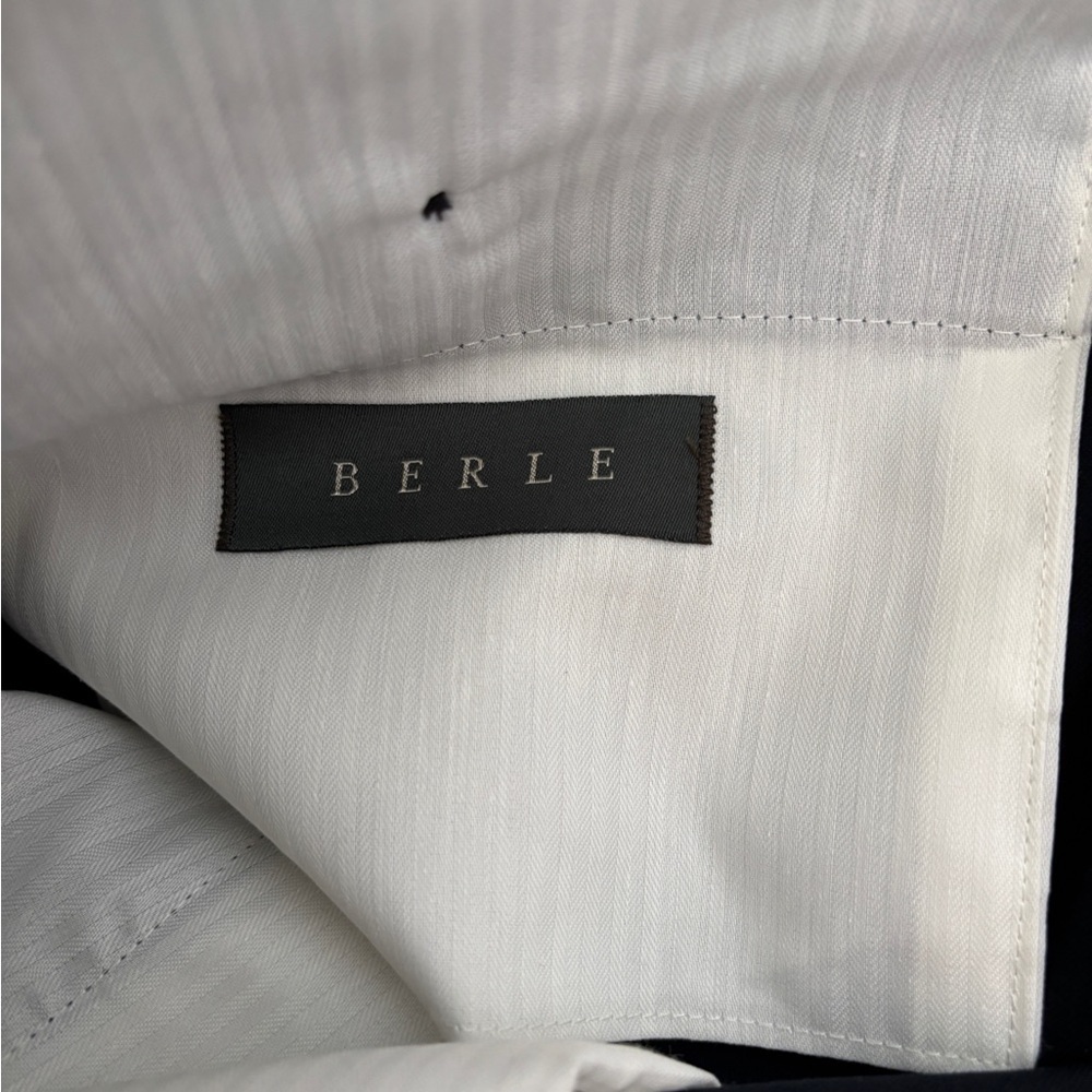 BERLE Men’s Dress Pants Navy Blue Pleated New with Tags Size 40 Short - Picture 3 of 7